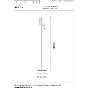 Lampa podłogowa Philon LED czarna | Lucide - Minimalistyczny Design