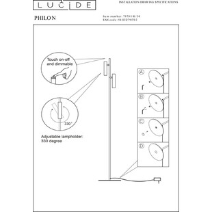 Lampa podłogowa Philon LED czarna | Lucide - Minimalistyczny Design