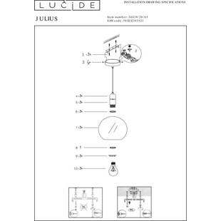 Lampa wisząca Julius - szkło dymione | Lucide