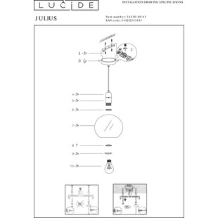 Lampa Wisząca Julius | Szkło Dymione | Lucide | Kup Teraz
