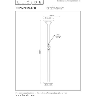 Lampa podłogowa LED Lucide Champion - Brązowa, Retro