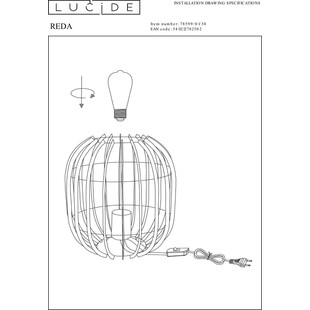 Lampa stołowa Reda 22 czarna Lucide | Loftowa lampa
