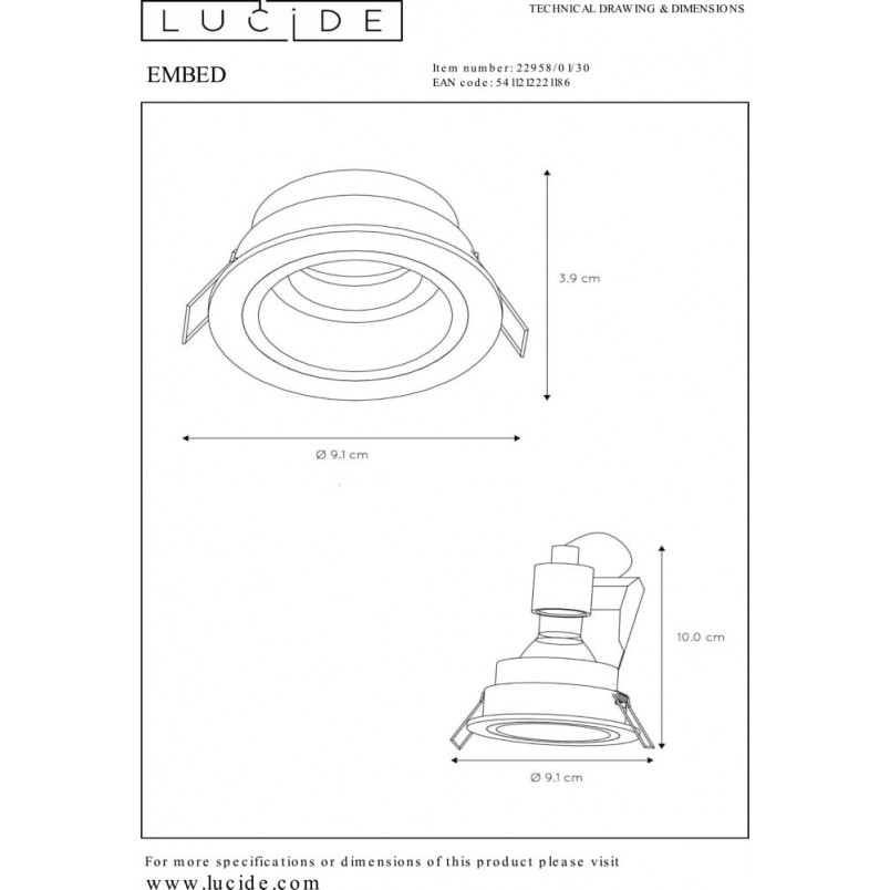 Lampa podtynkowa Embed czarna - nowoczesny design | Lucide