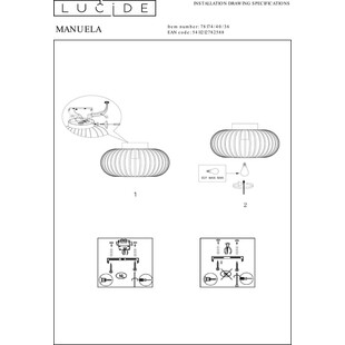 Plafon druciany Manuela - szary, E27 | Lucide