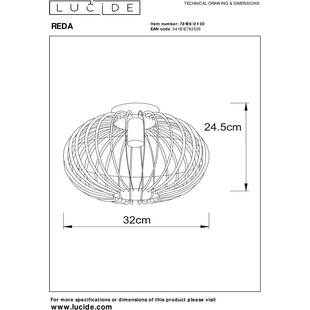 Plafon druciany okrągły Reda 32cm czarny Lucide | Sklep z Lampami