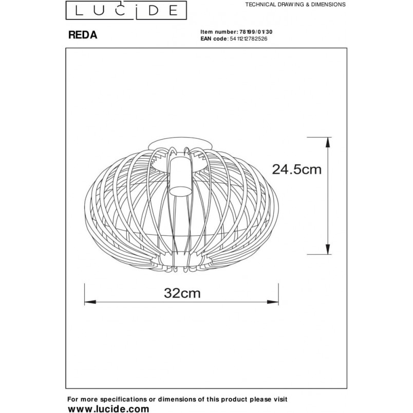 Plafon druciany okrągły Reda 32cm czarny Lucide | Sklep z Lampami