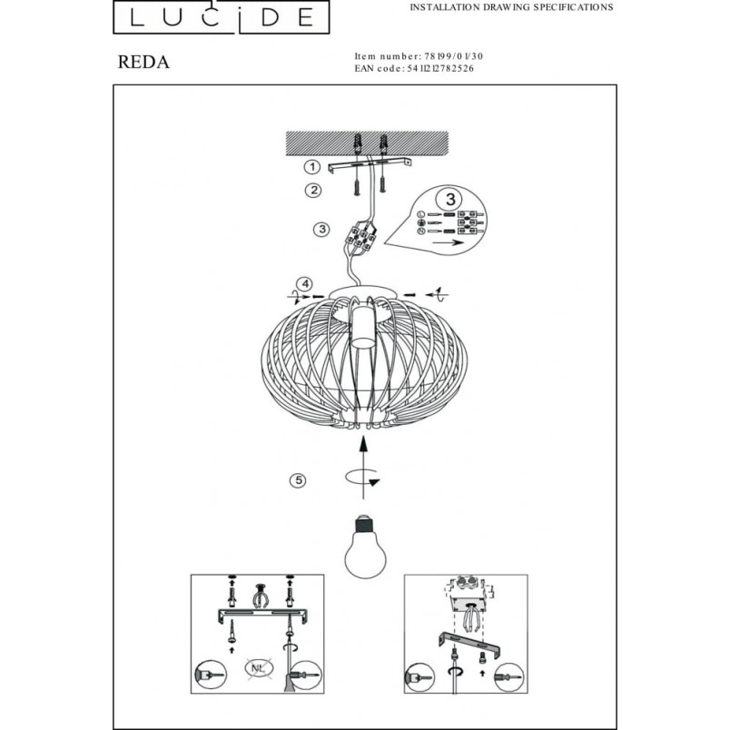 Plafon druciany okrągły Reda 32cm czarny Lucide | Sklep z Lampami