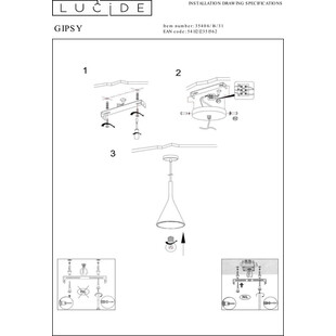 Lampa wisząca Gipsy Lucide - Biała, Loftowa | Kup Teraz