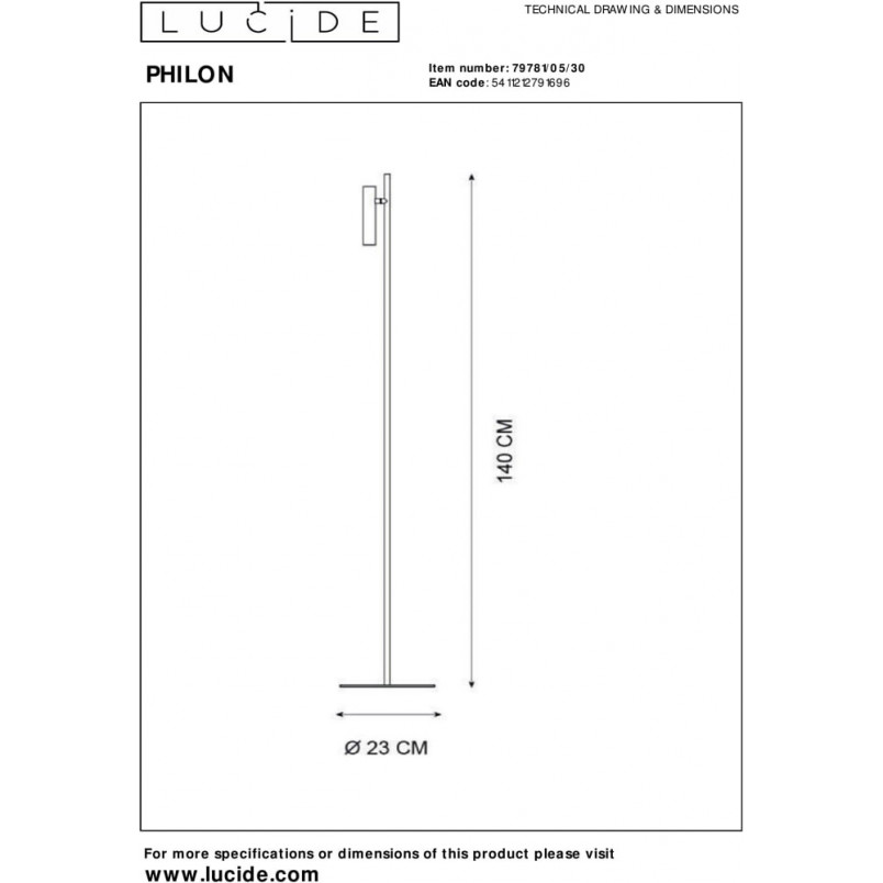 Lampa podłogowa LED czarna Lucide Philon - Minimalistyczny Design