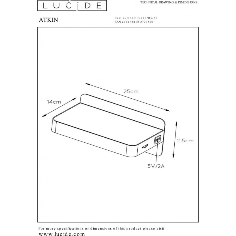 Kinkiet skandynawski Atkin LED czarny | Lucide