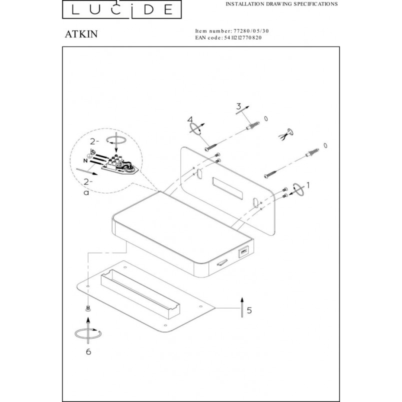 Kinkiet skandynawski Atkin LED czarny | Lucide