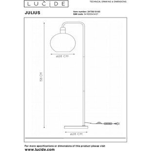Lampa podłogowa Julius - Lucide | Szkło dymione, marmur