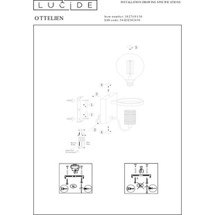 Kinkiet Loft Ottelien | Lucide - Czarny/Złoty | Sklep Lamp