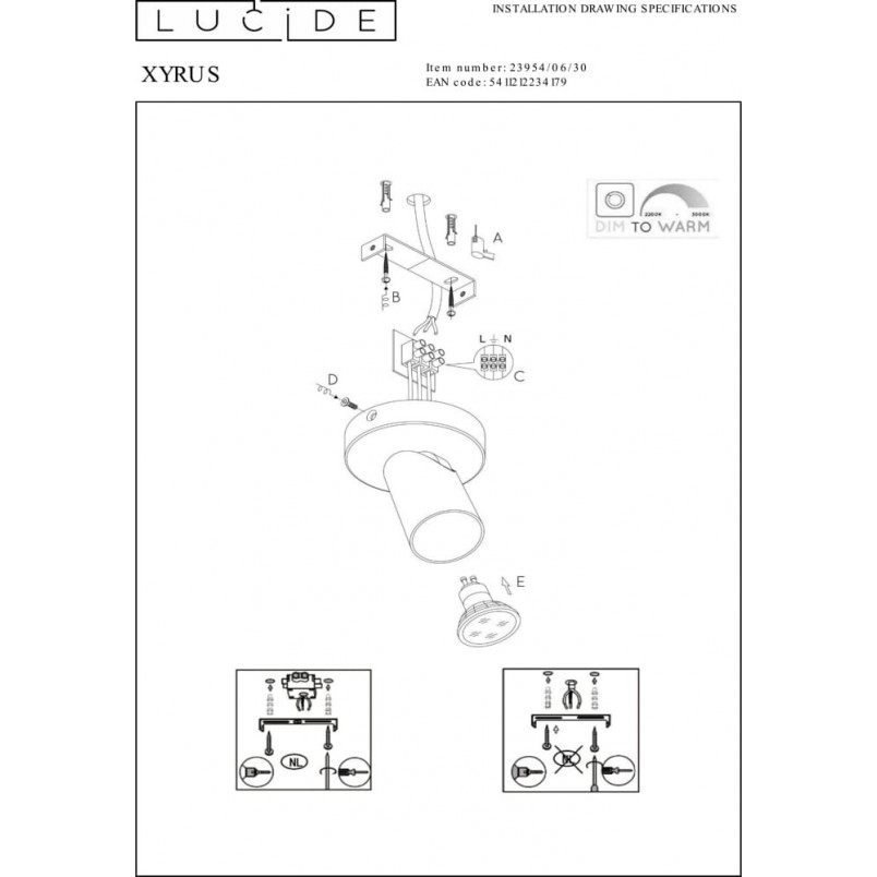 Reflektor sufitowy LED Xyrus | Lucide - Oświetlenie