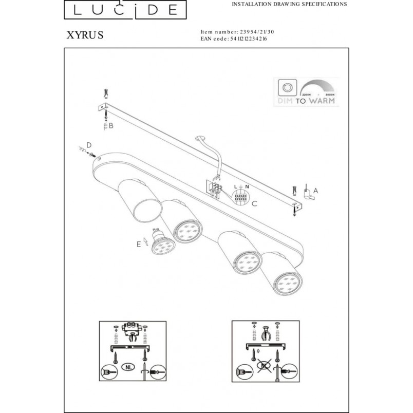 Reflektor sufitowy Xyrus IV LED czarny | Lucide