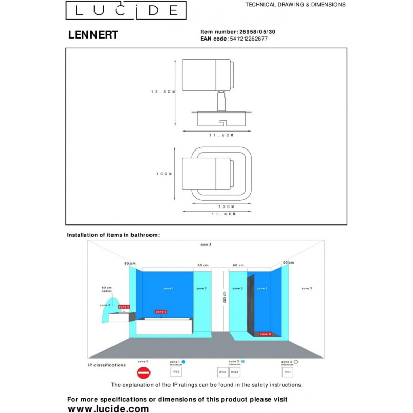 Reflektor sufitowy czarny Lennert | Lucide - Sklep Lamp