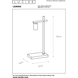 Lampa biurkowa Loft Leanne czarna | Lucide - Sklep z lampami