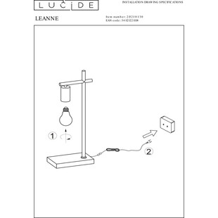 Lampa biurkowa Loft Leanne czarna | Lucide - Sklep z lampami
