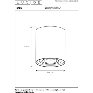 Lampa Tube Lucide: Elegancki spot czarny GU10 - Kup teraz!