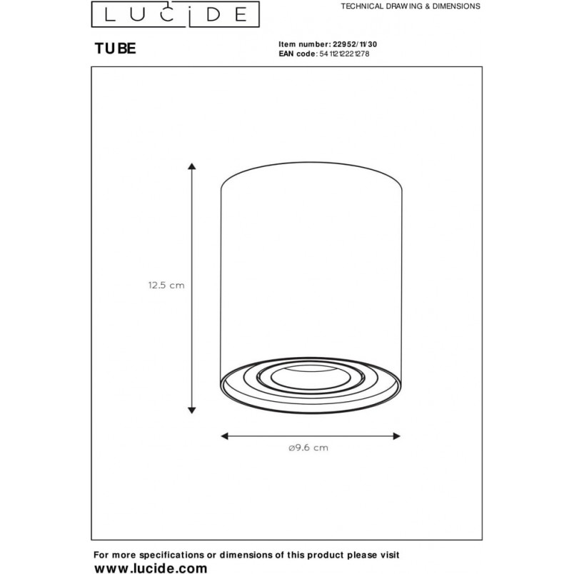 Lampa Tube Lucide: Elegancki spot czarny GU10 - Kup teraz!