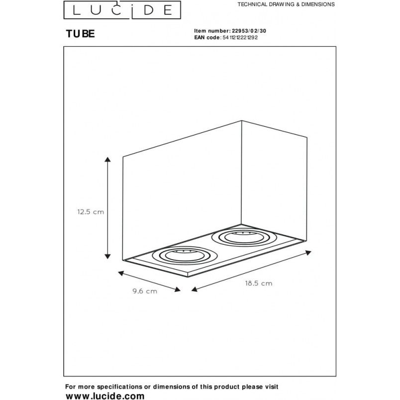 Lampa Spot Podwójna Tube Czarna Lucide | Sklep z Lampami