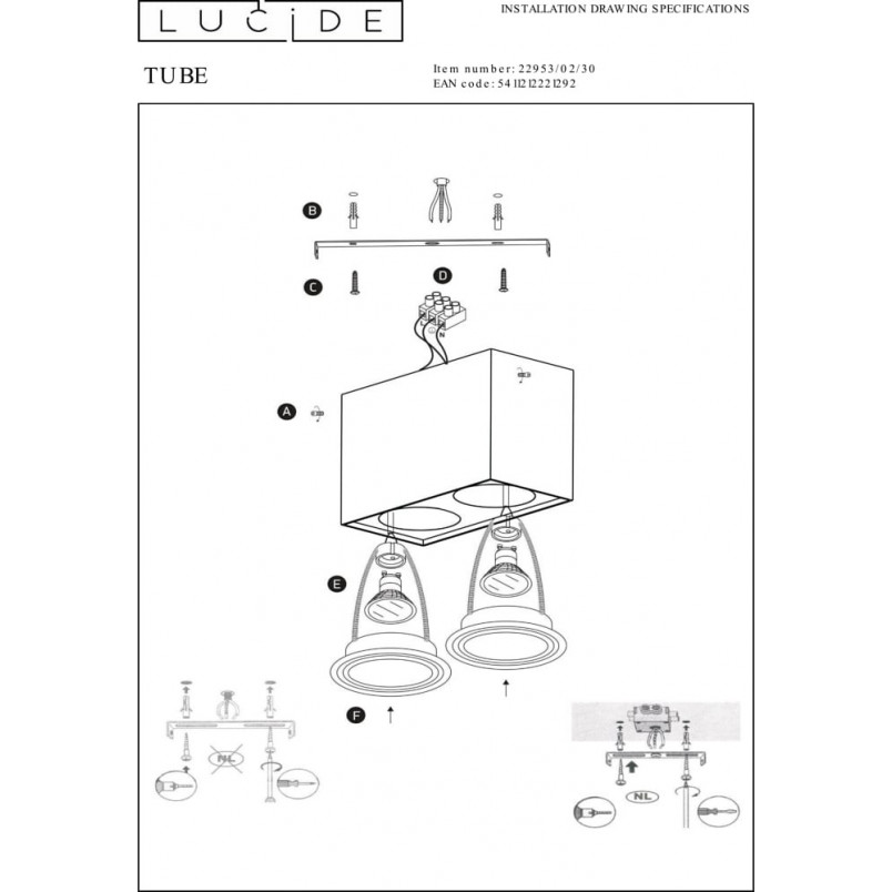 Lampa Spot Podwójna Tube Czarna Lucide | Sklep z Lampami