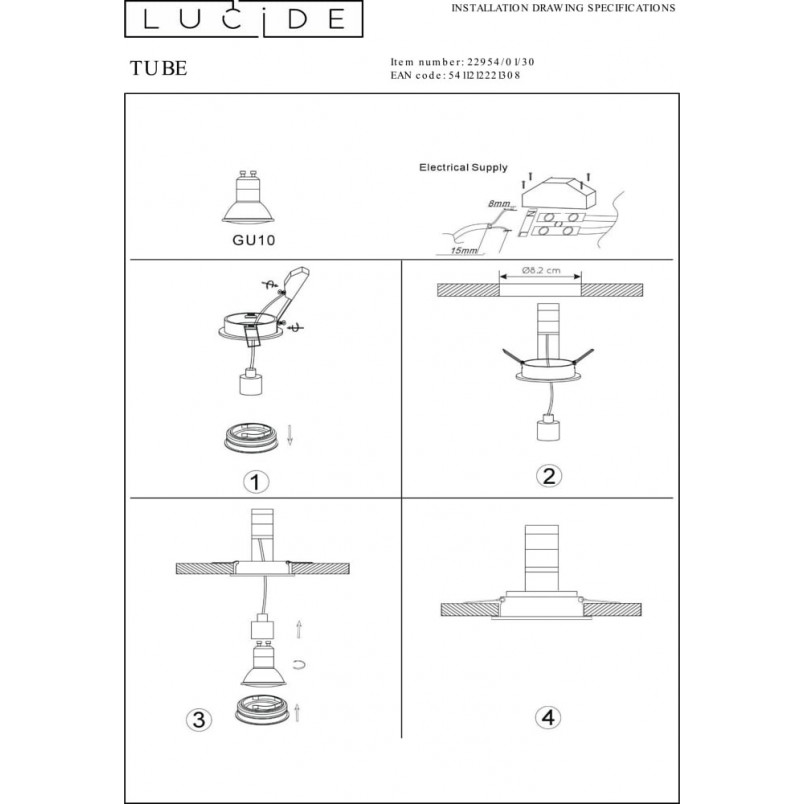 Lampa spot Tube czarna Lucide - Nowoczesne oświetlenie