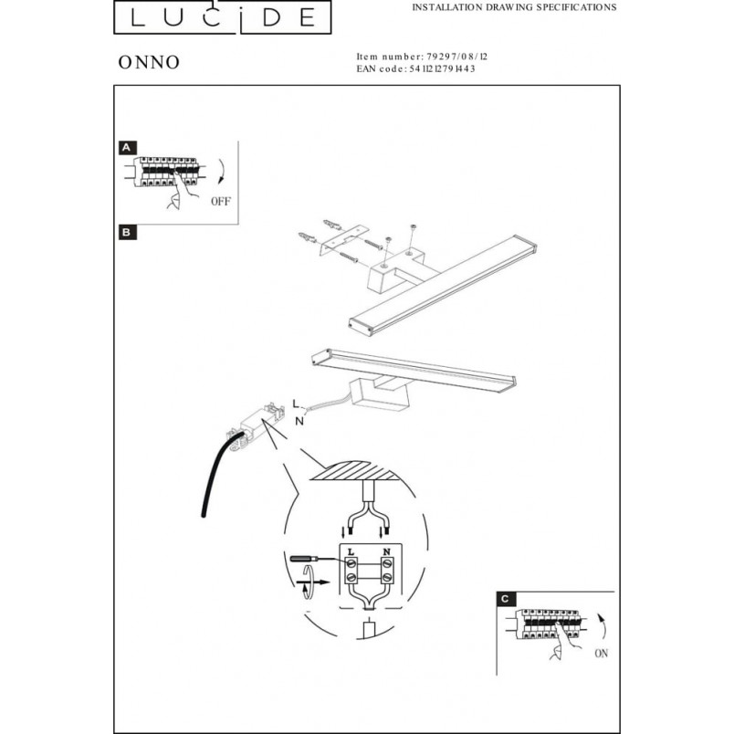 Kinkiet łazienkowy LED Onno 40cm - Lucide | Salon