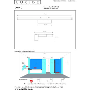 Kinkiet Łazienkowy LED Lucide Onno 60cm - Chrom