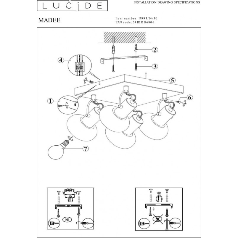 Reflektor szklany 4 punktowy Madee IV | Lucide - Sklep Lamp