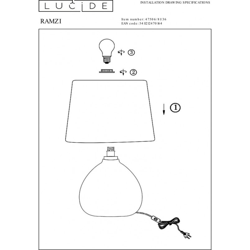Lampa stołowa betonowa szara Lucide Ramzi | Sklep z lampami