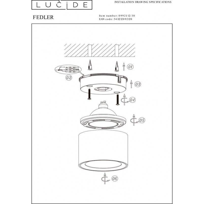 Lampa Spot LED Fedler Round | Czarna | Lucide