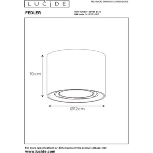 Lampa Spot LED Fedler Round | Biała, 12cm - Lucide