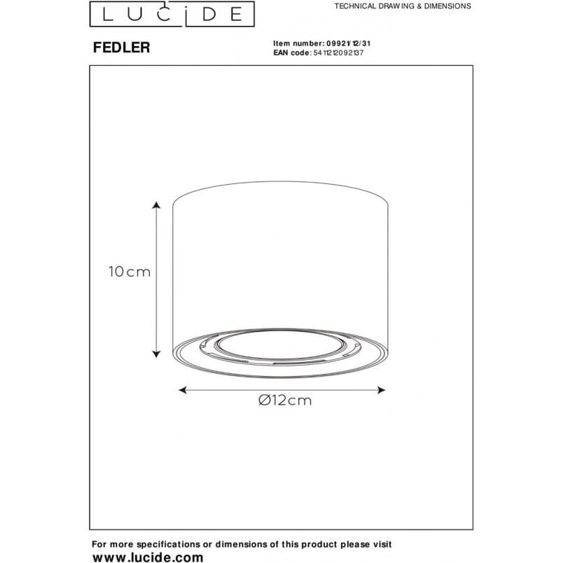 Lampa Spot LED Fedler Round | Biała, 12cm - Lucide