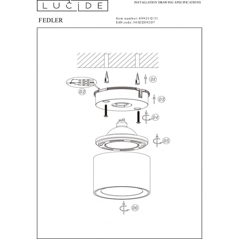 Lampa Spot LED Fedler Round | Biała, 12cm - Lucide