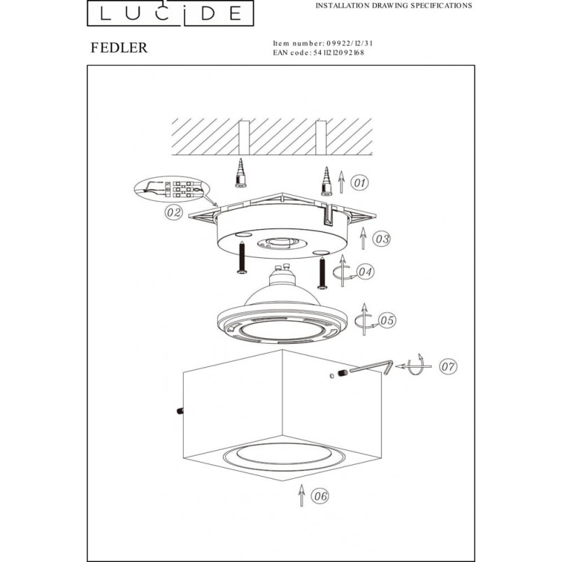 Lampa Spot LED Fedler Square - Eleganckie oświetlenie Lucide