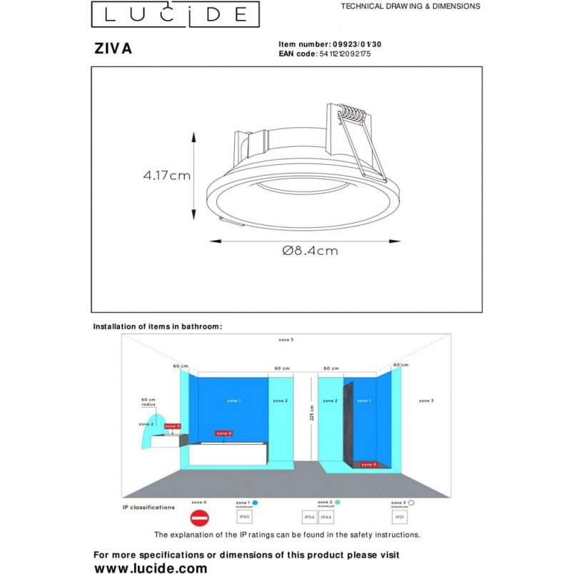 Lampa Ziva Lucide - Czarna, Okrągła, Podtynkowa | Kup Teraz