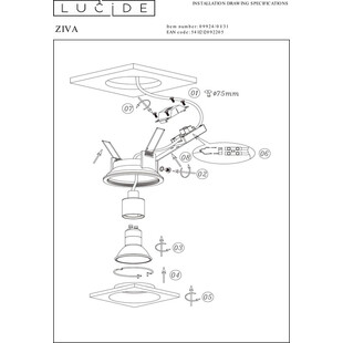 Lampa Ziva kwadratowa podtynkowa biała | Lucide
