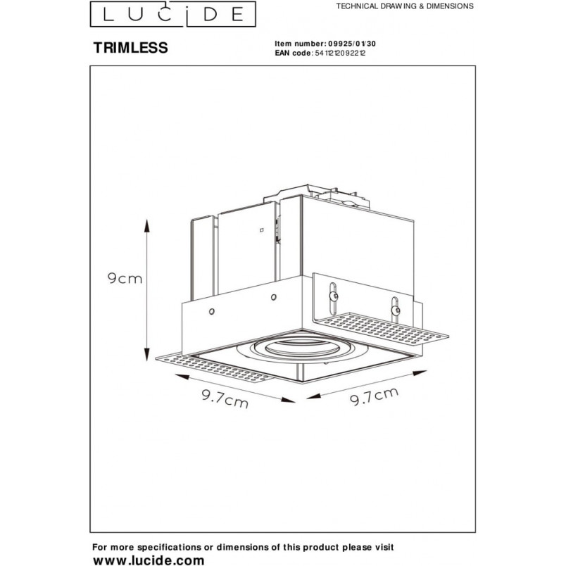 Oprawa podtynkowa Trimless czarna Lucide | Downlight GU10