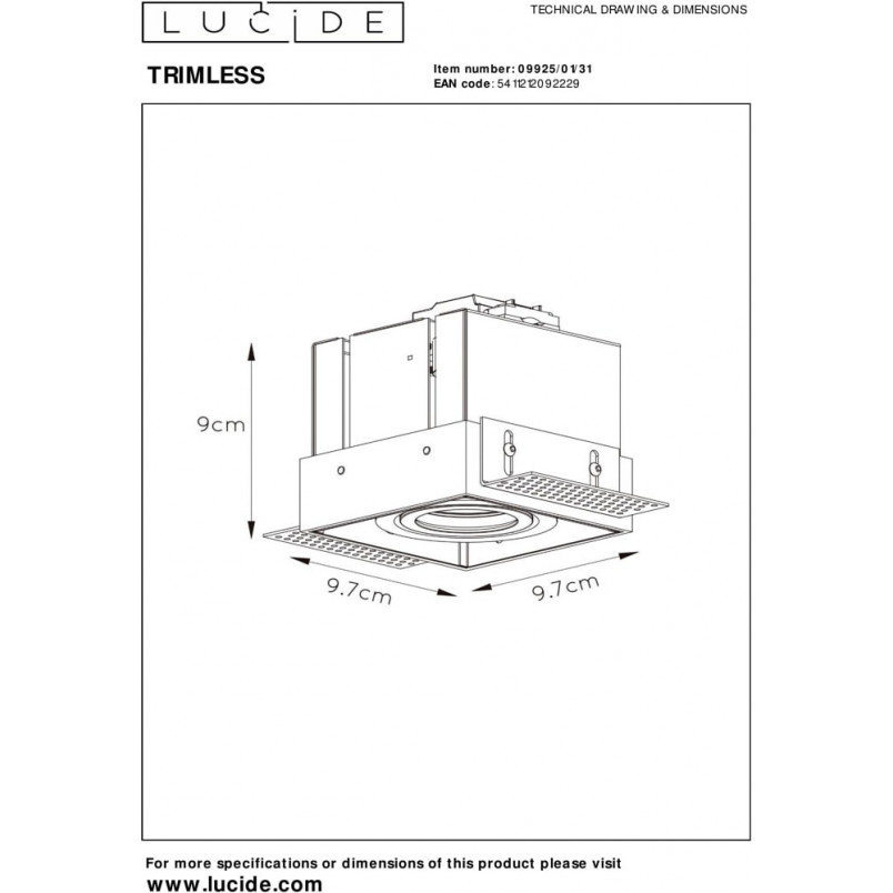 Oprawa podtynkowa Trimless biała Lucide | Downlight GU10