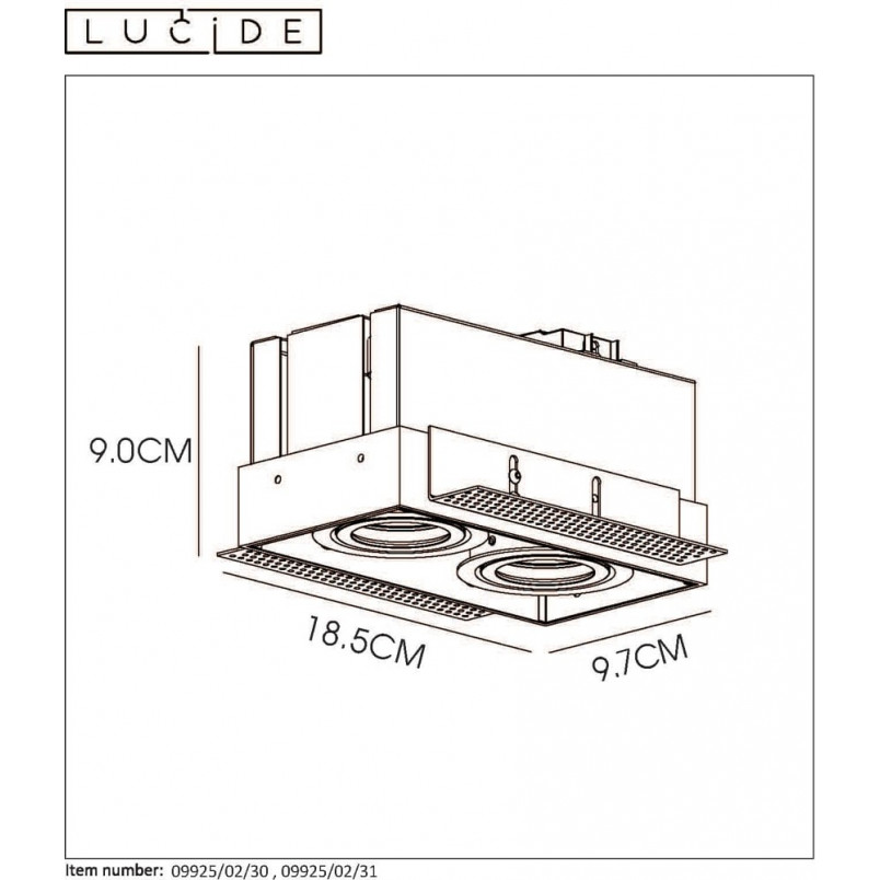 Oprawa podtynkowa Trimless Lucide | Downlight podwójny