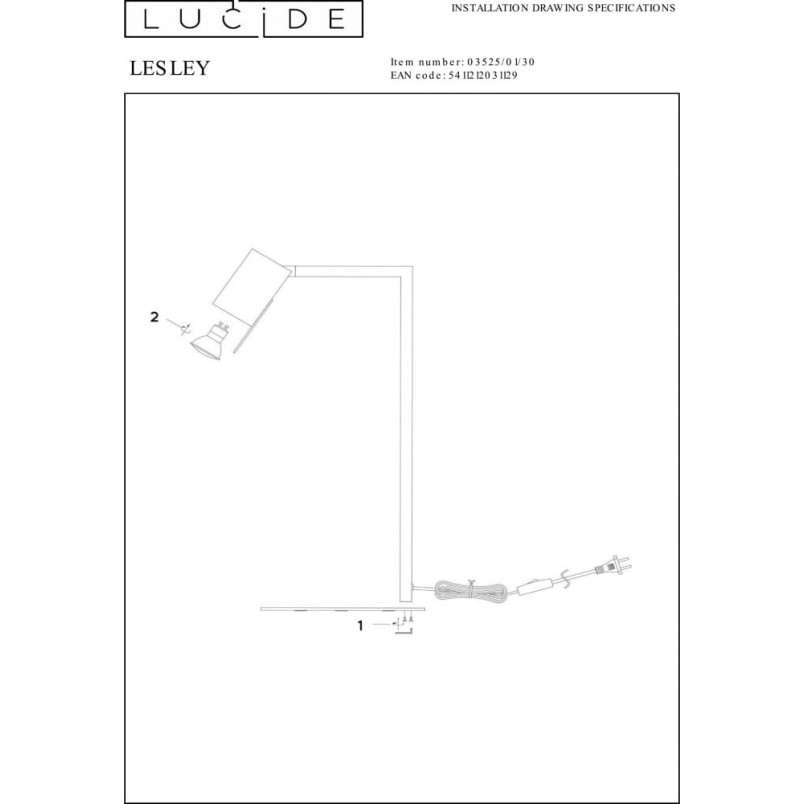 Lampa biurkowa minimalistyczna Lesley czarna | Lucide