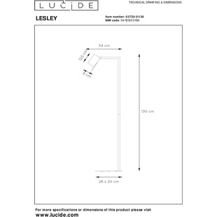 Lampa podłogowa minimalistyczna czarna | Lucide Lesley