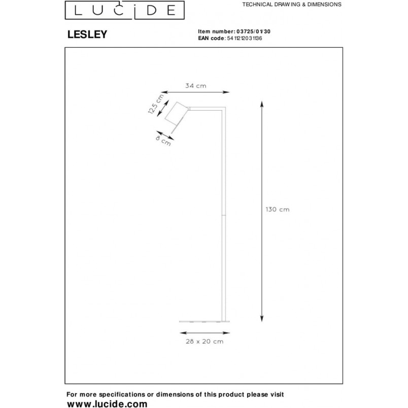 Lampa podłogowa minimalistyczna czarna | Lucide Lesley