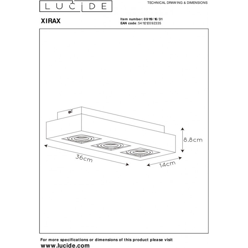 Plafon LED Xirax 3 - Elegancki design Lucide | Sklep z oświetleniem