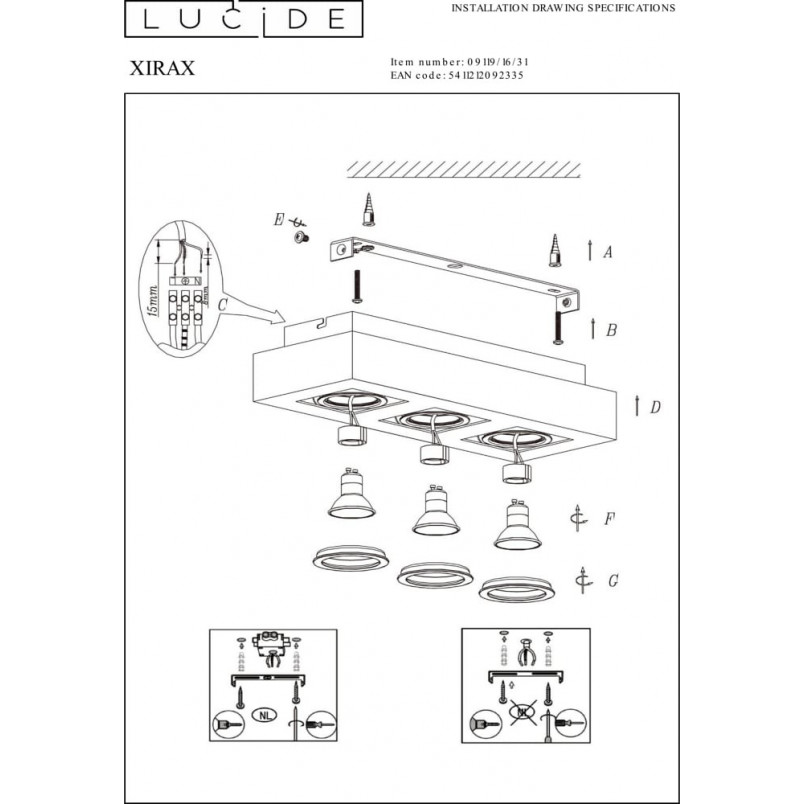 Plafon LED Xirax 3 - Elegancki design Lucide | Sklep z oświetleniem