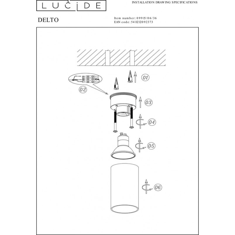 Lampa Delto Round LED Lucide | Szara, Nowoczesna | Kup Teraz
