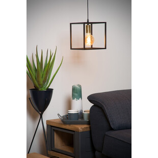 Lampa Wisząca Loft Ruben | Czarna z Mosiądzem | Lucide