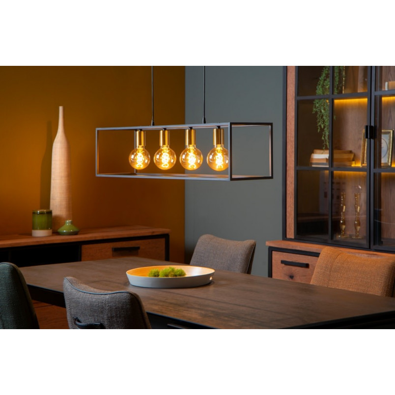 Lampa Ruben: Loftowa lampa wisząca czarna | Lucide