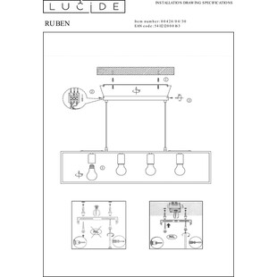 Lampa Ruben: Loftowa lampa wisząca czarna | Lucide
